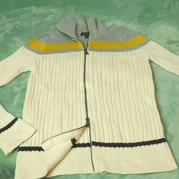 Eddie Bauer full zip 100% Cotton Women's Ribbed Sweater Size Medium - Picture 7 of 7